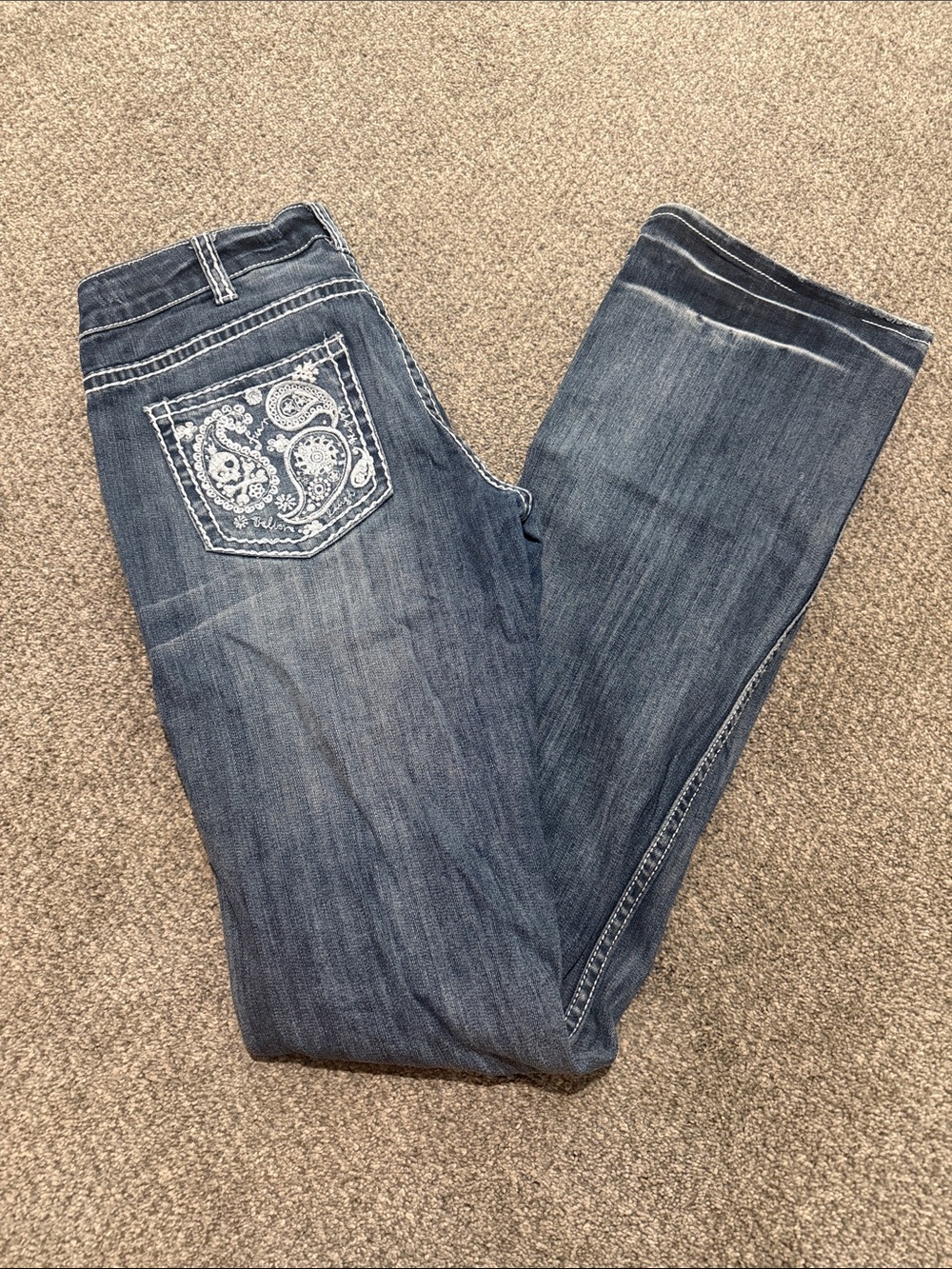 Cowgirl Tuff Dark Blue Straight Leg Jeans with Embroidered Pocket